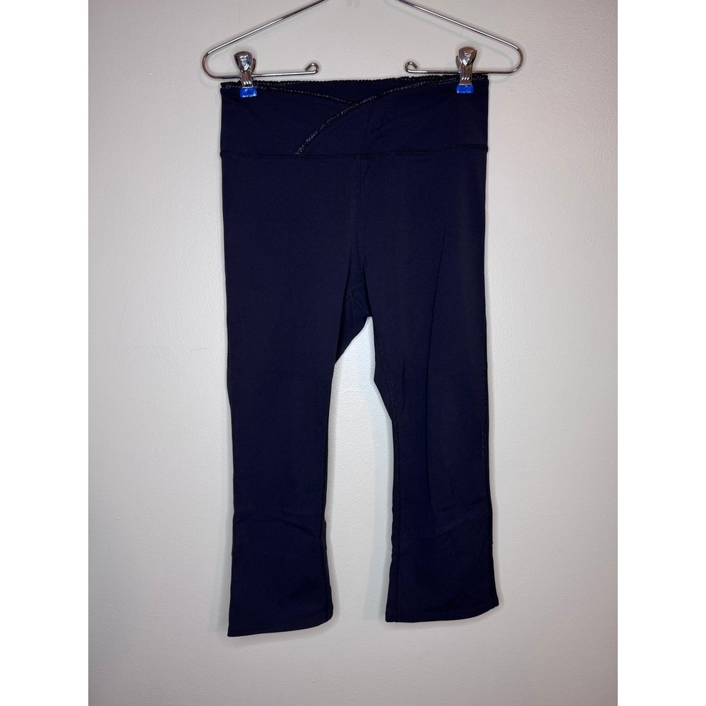 FP Movement Free People Black Crossover Waistband Cropped Leggings Petal Hem XS